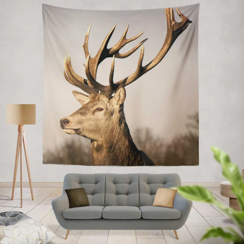 Graceful Deer in the Wild Silent Beauty Wall Hanging Tapestry