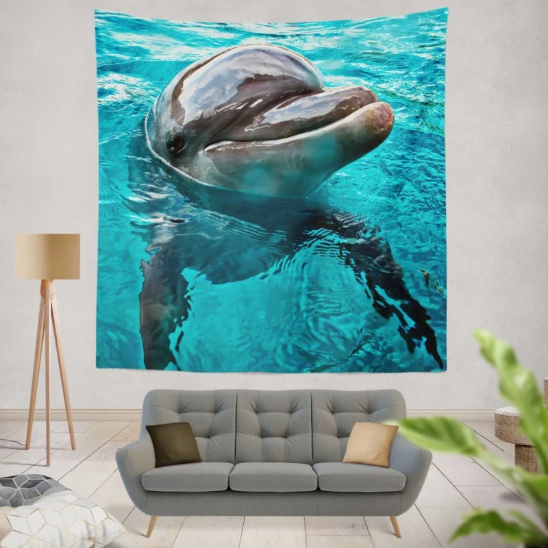 Graceful Dolphin Aquatic Elegance Wall Hanging Tapestry