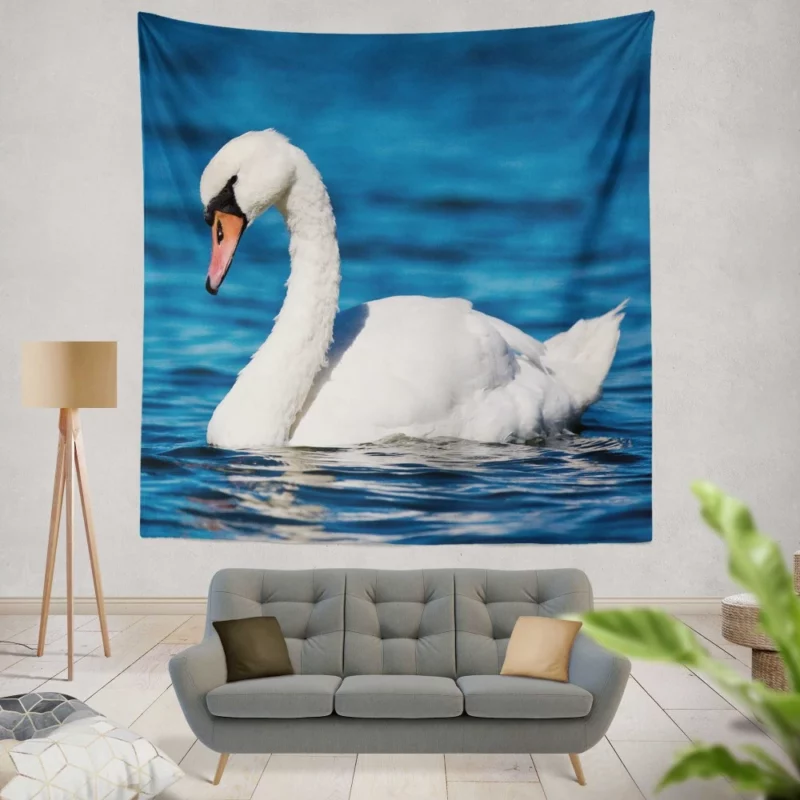 Graceful Waters Elegance of the Mute Swan Wall Hanging Tapestry