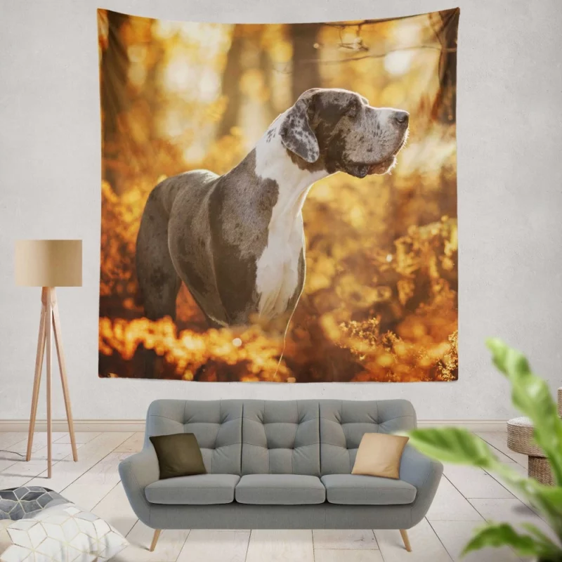 Great Dane Fall Stroll Elegant Beauty Wall Hanging Tapestry