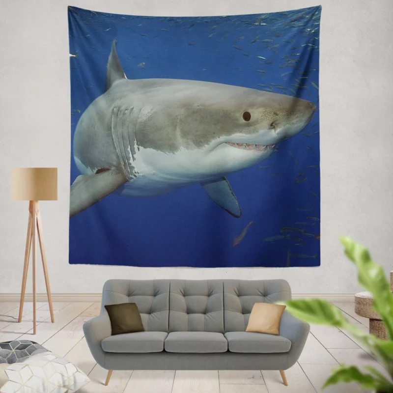 Great White Shark Oceanic Presence Wall Hanging Tapestry