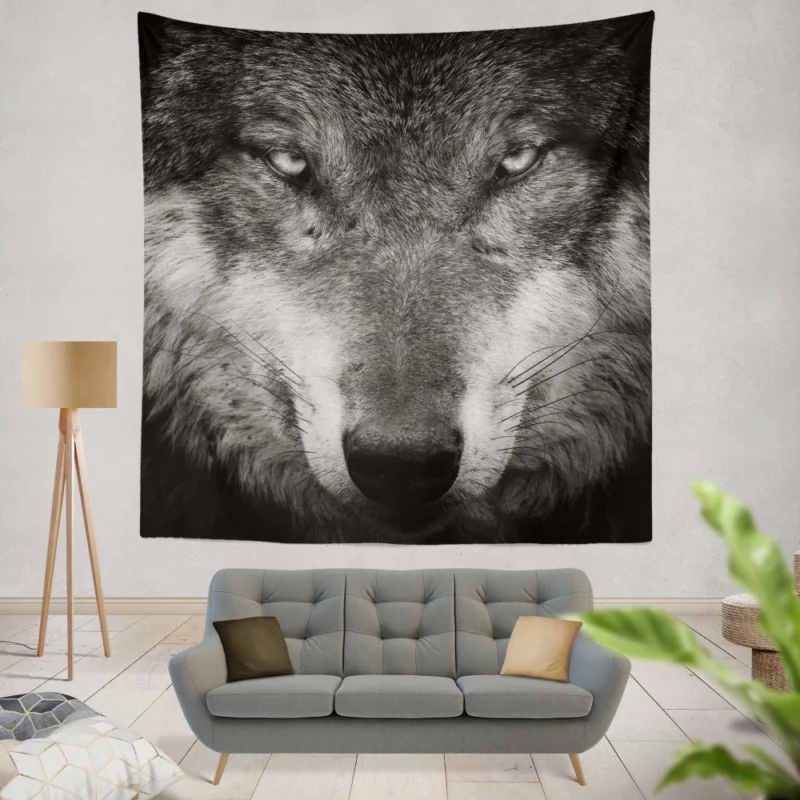 Grey Wolf Hypnotic Stare Enigmatic Aura Wall Hanging Tapestry