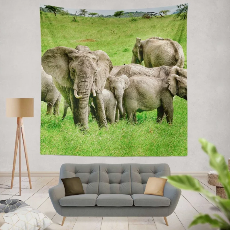 Heartwarming Bond Elephant Unity Wall Hanging Tapestry