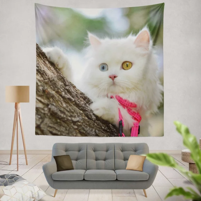 Heterochromic Cat Mesmerizing Stare Wall Hanging Tapestry