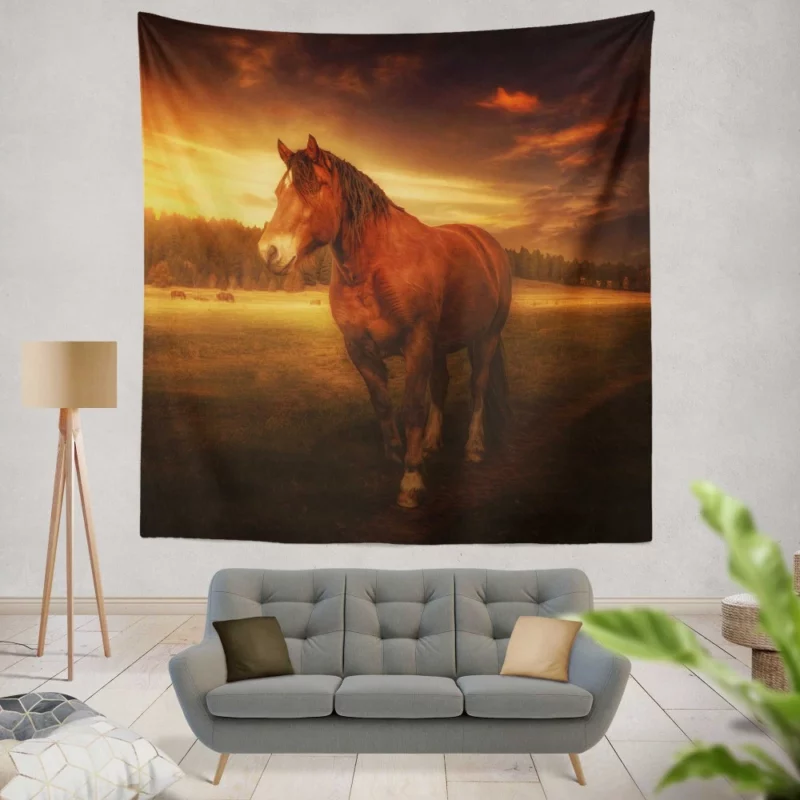 Horse Graceful Sunset Stance Nature Beauty Wall Hanging Tapestry