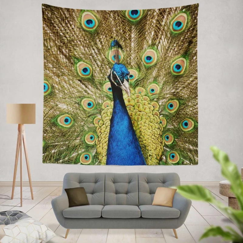 Iridescent Blue Peacock Australia Gem Wall Hanging Tapestry