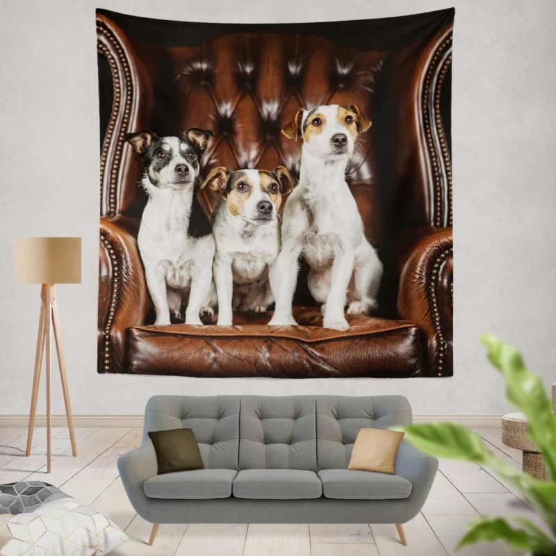 Jack Russell Terrier Chair Encounter Wall Hanging Tapestry