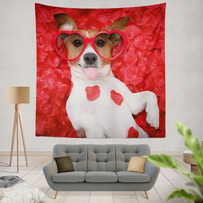 Jack Russell Terrier Heartfelt Love Wall Hanging Tapestry