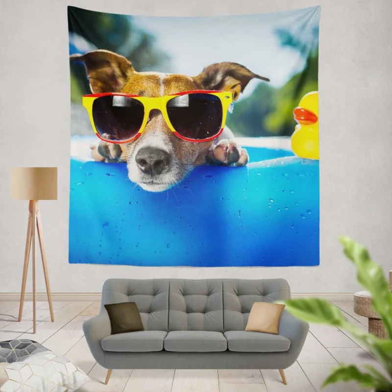 Jack Russell Terrier Summer Swagger Wall Hanging Tapestry