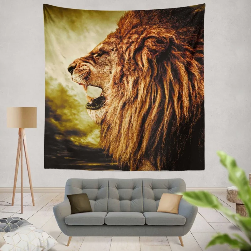 Jungle Monarch Lion Mighty Roar Wall Hanging Tapestry