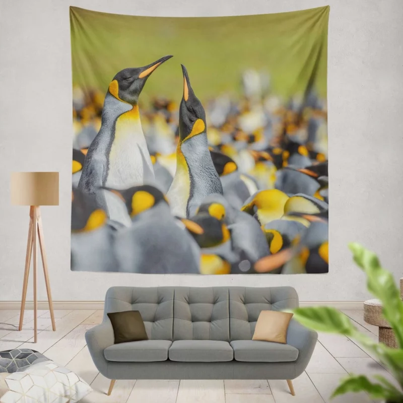 King Penguin in Icy Blur Avian Majesty Wall Hanging Tapestry