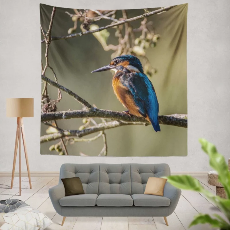 Kingfisher Aquatic Pose River Beauty Wall Hanging Tapestry