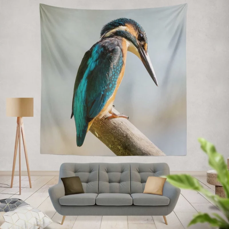 Kingfisher Waterside Perch Avian Watcher Wall Hanging Tapestry