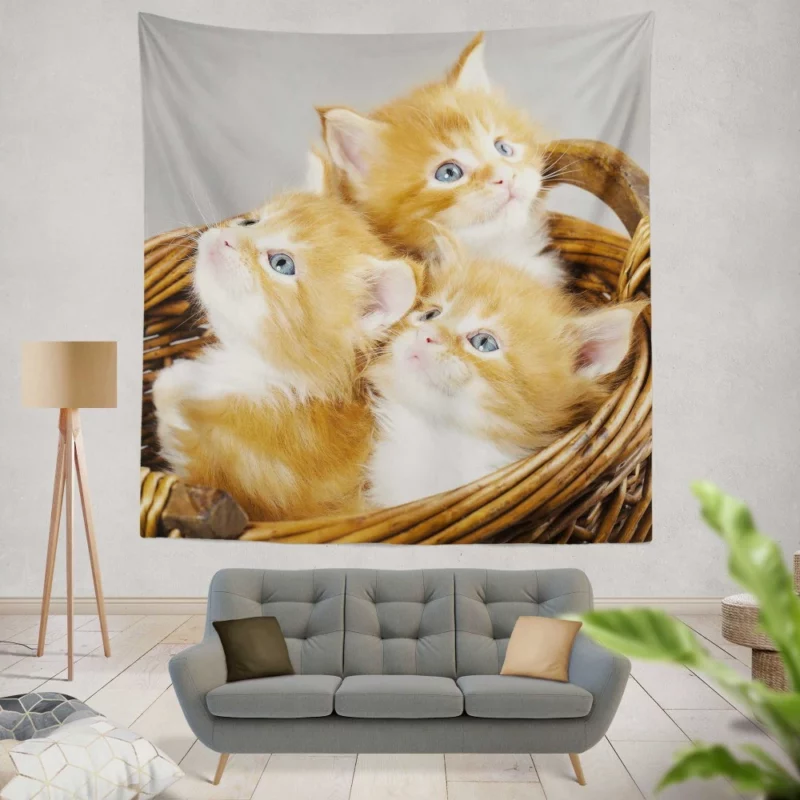 Kitten Trio Basket of Cuteness Wall Hanging Tapestry