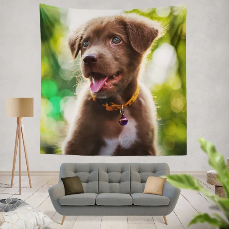 Labrador Retriever Puppy Bokeh Whimsy Wall Hanging Tapestry