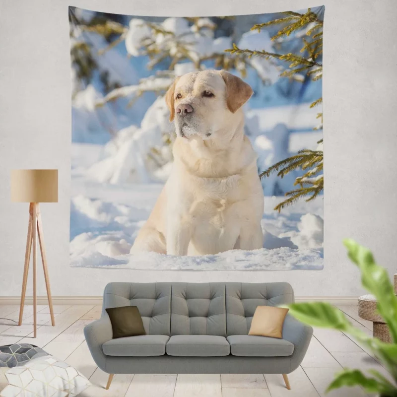 Labrador Retriever in Snow Winter Elegance Wall Hanging Tapestry