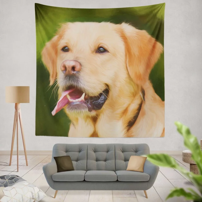 Labrador in Artistic Oil Paint Furry Majesty Wall Hanging Tapestry