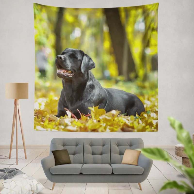 Labrador in Fall Leafy Whimsy Wall Hanging Tapestry