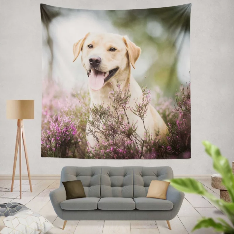 Lavender-Adorned Labrador Beauty Wall Hanging Tapestry