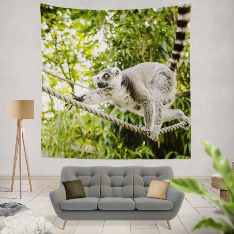 Lemur Primate Playfulness Innocent Charm Wall Hanging Tapestry