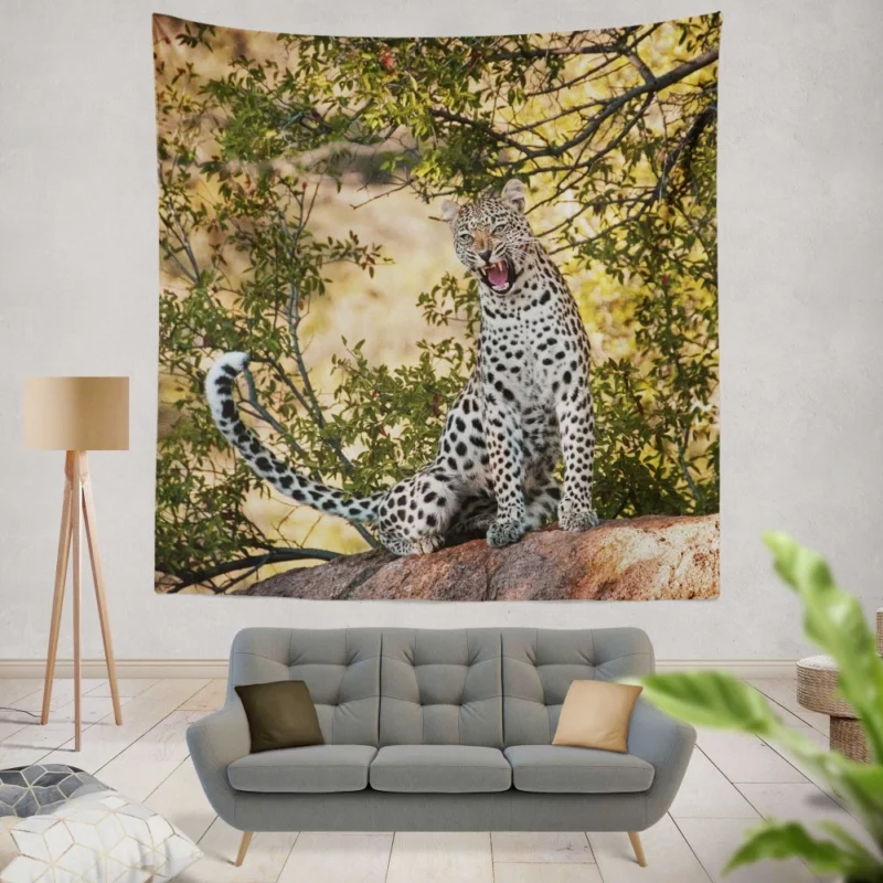 Leopard African Majesty Fierce Beauty Wall Hanging Tapestry