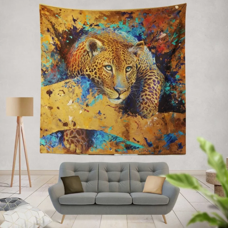 Leopard Artistic Intrigue Feline Elegance Wall Hanging Tapestry