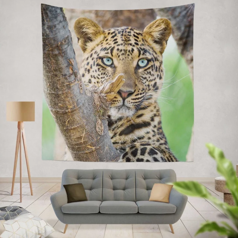 Leopard Fierce Gaze Essence of the Panthera Wall Hanging Tapestry