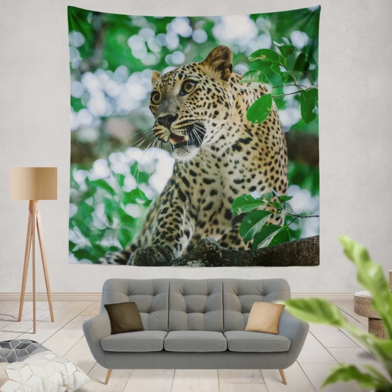 Leopard Mysterious Bokeh Wall Hanging Tapestry