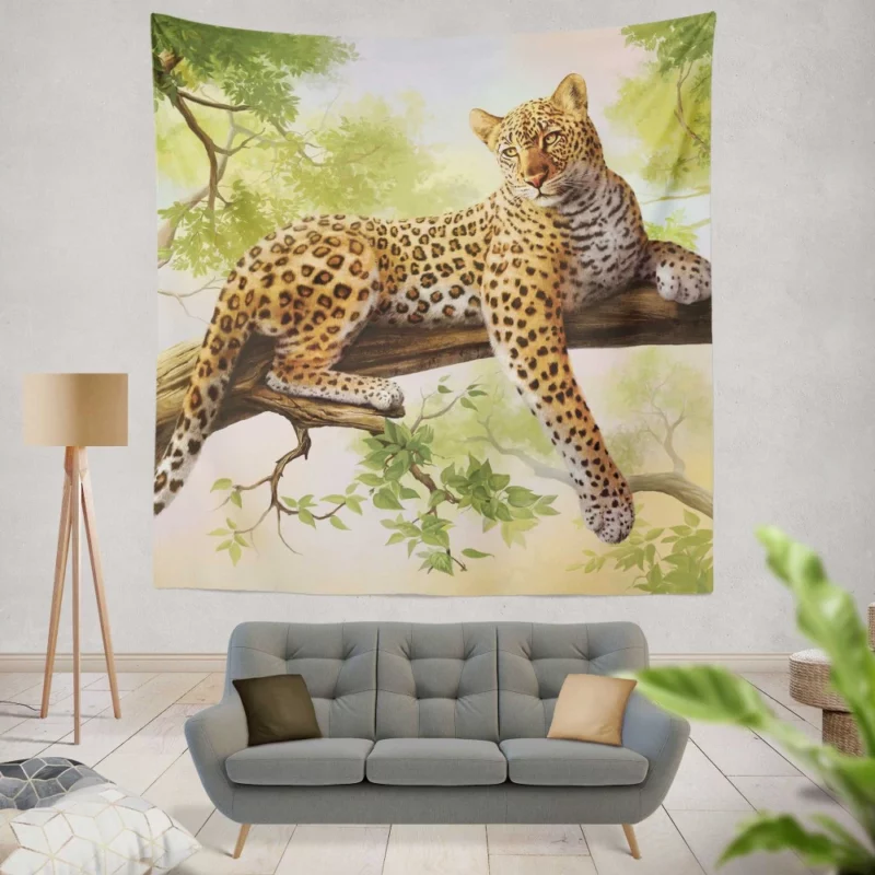 Leopard Mystical Stance Enigmatic Beauty Wall Hanging Tapestry