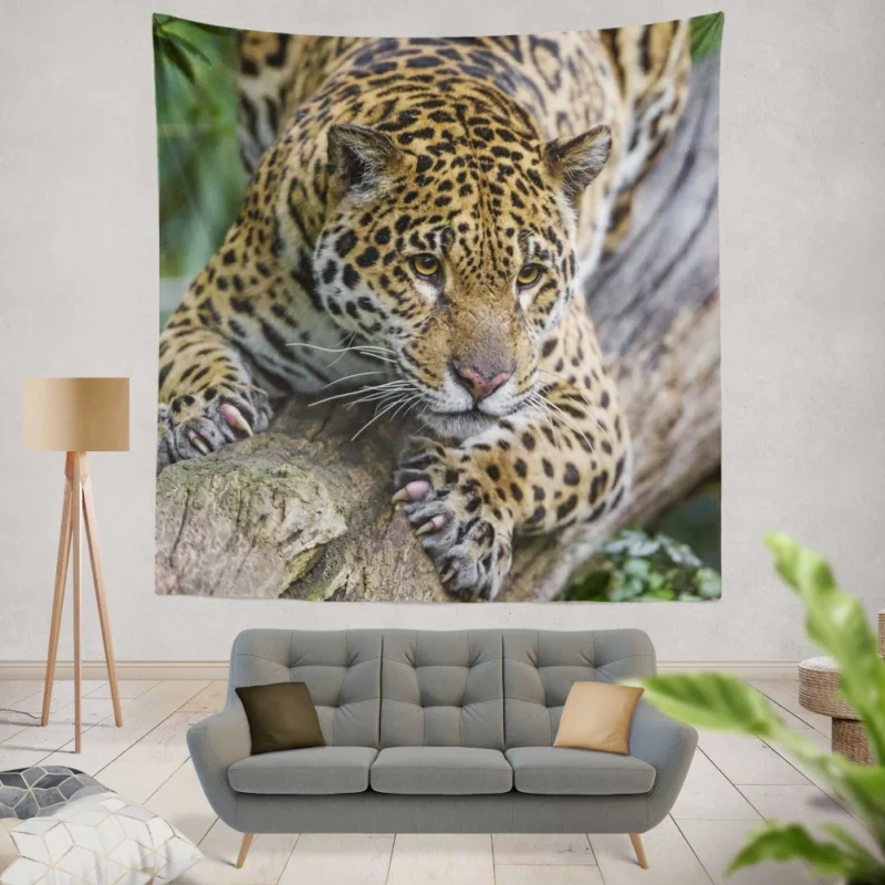 Leopard Perched on Tree Wilderness Elegance Wall Hanging Tapestry