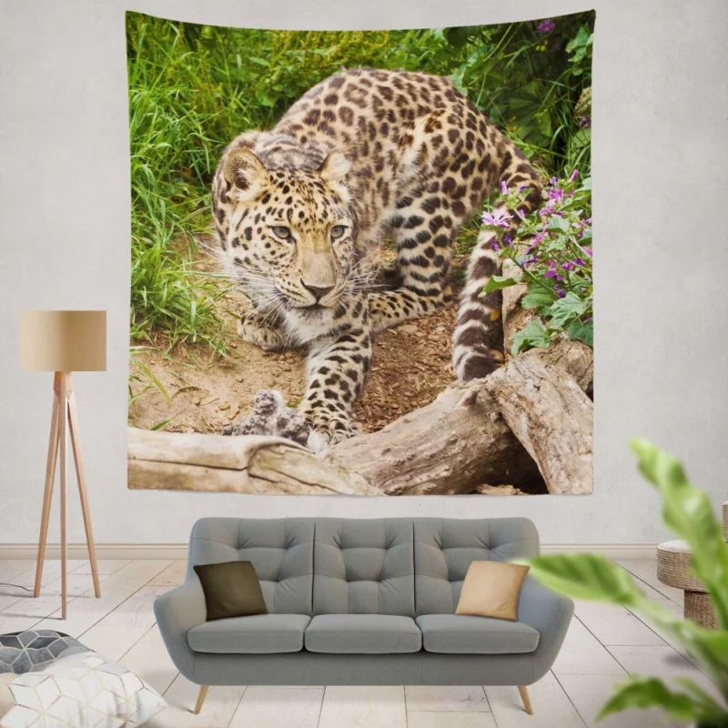 Leopard Stealthy Stalk Nature Artistry Wall Hanging Tapestry