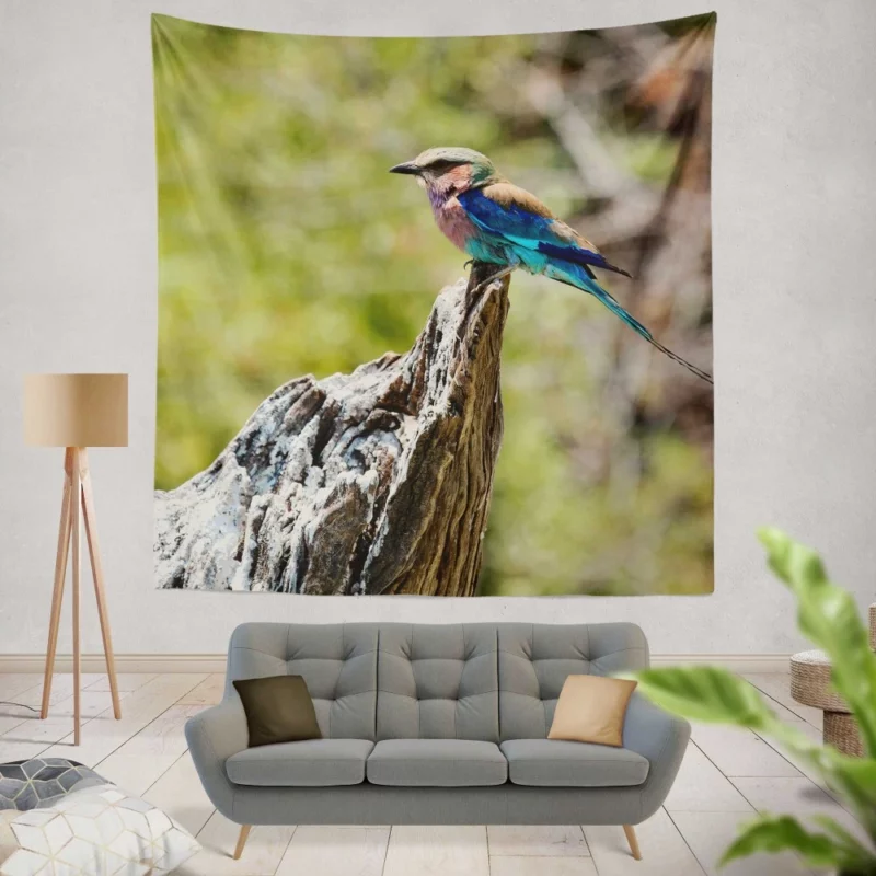 Lilac-Breasted Roller Tropical Charm Vibrant Bird Wall Hanging Tapestry