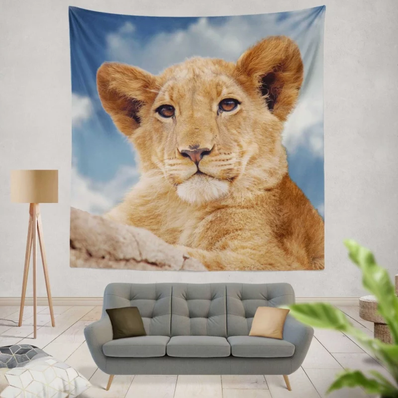 Lion Cub Enigmatic Stare Baby Majesty Wall Hanging Tapestry