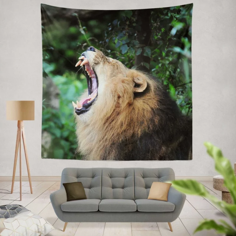 Lion Fierce Gaze Wilderness Majesty Wall Hanging Tapestry