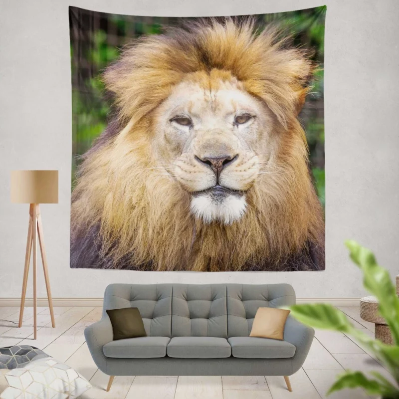 Lion Intense Close-Up Majestic Aura Wall Hanging Tapestry