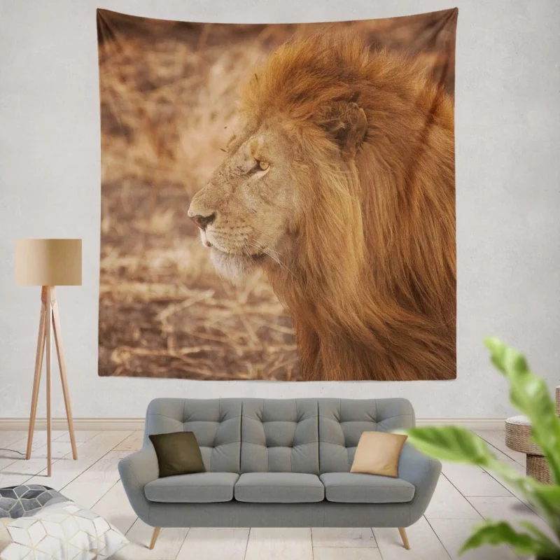 Lion Majestic Gaze King of Wilderness Wall Hanging Tapestry