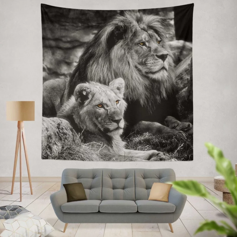 Lion Majestic Pair Kingly Love Wall Hanging Tapestry