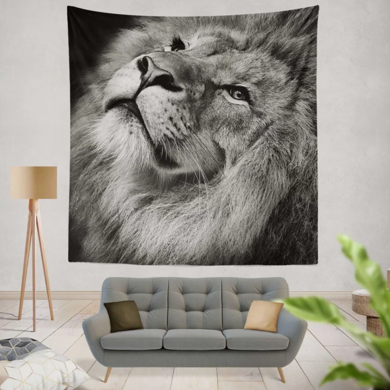 Lion Majestic Stare Timeless Elegance Wall Hanging Tapestry