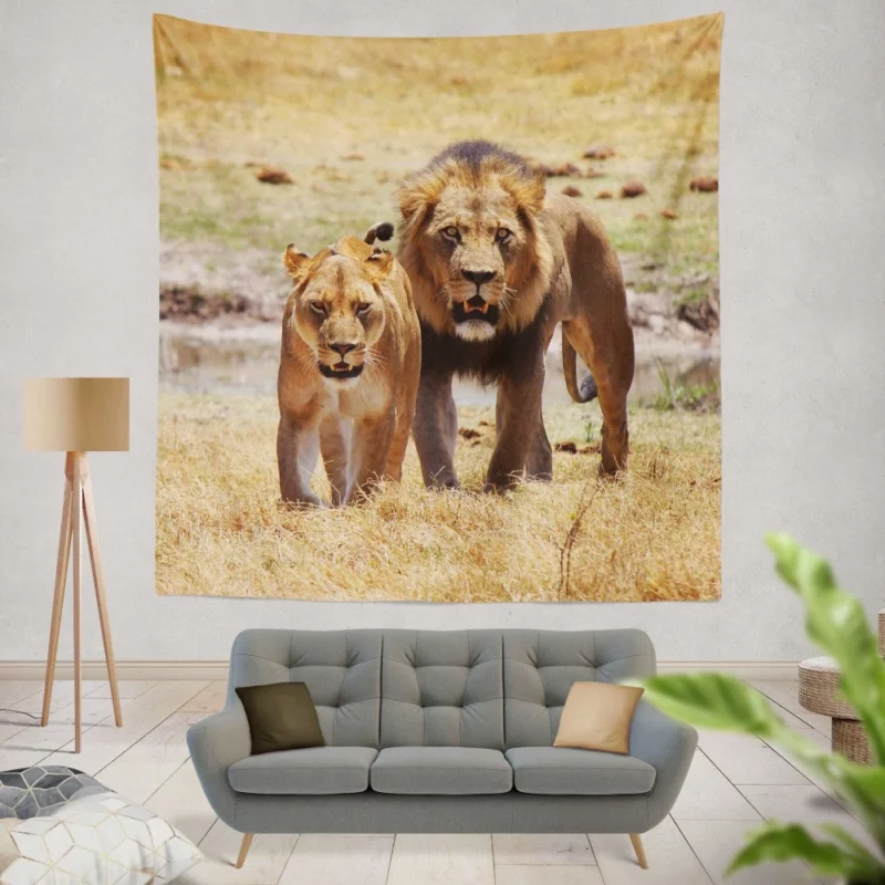 Lion Regal Stance Kingly Authority Wall Hanging Tapestry