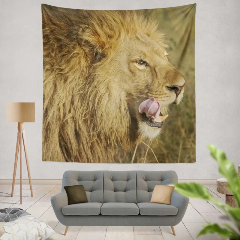 Lion Regal Stance Wilderness Dominance Wall Hanging Tapestry