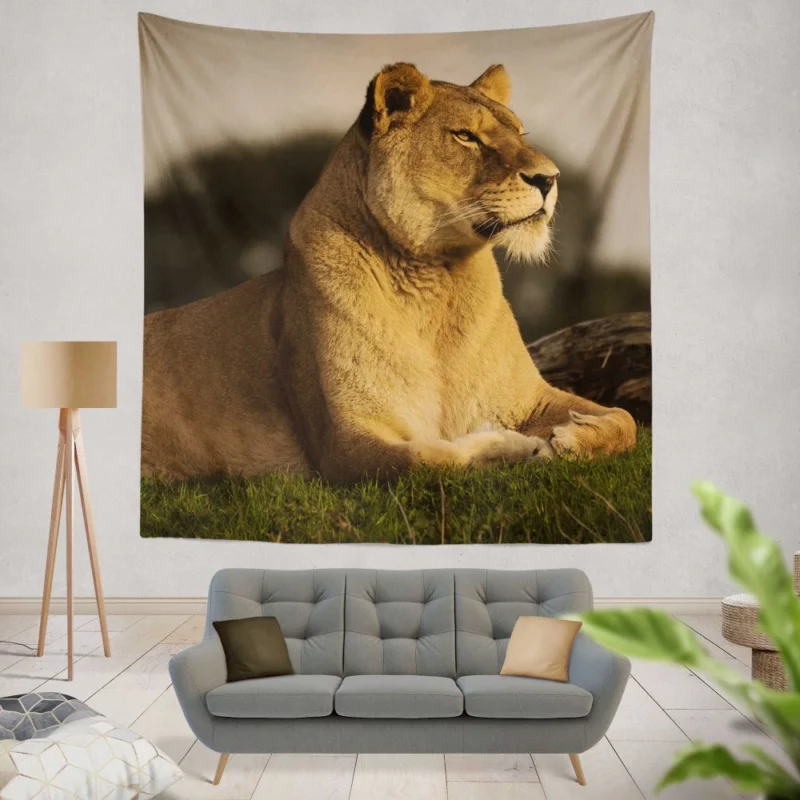 Lion Solitary Wall Hanging Tapestry