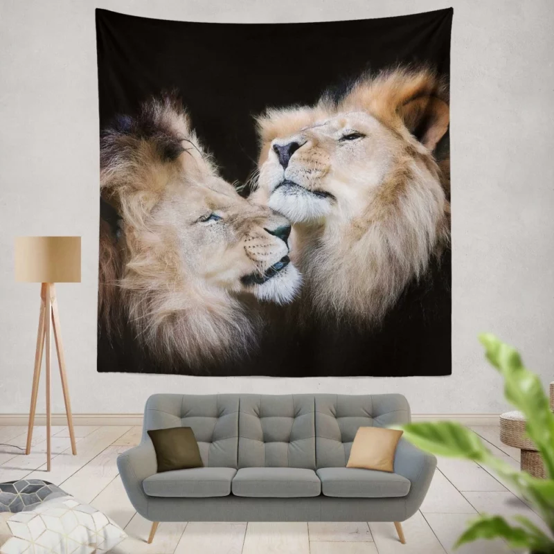 Lion in Golden Light Wall Hanging Tapestry