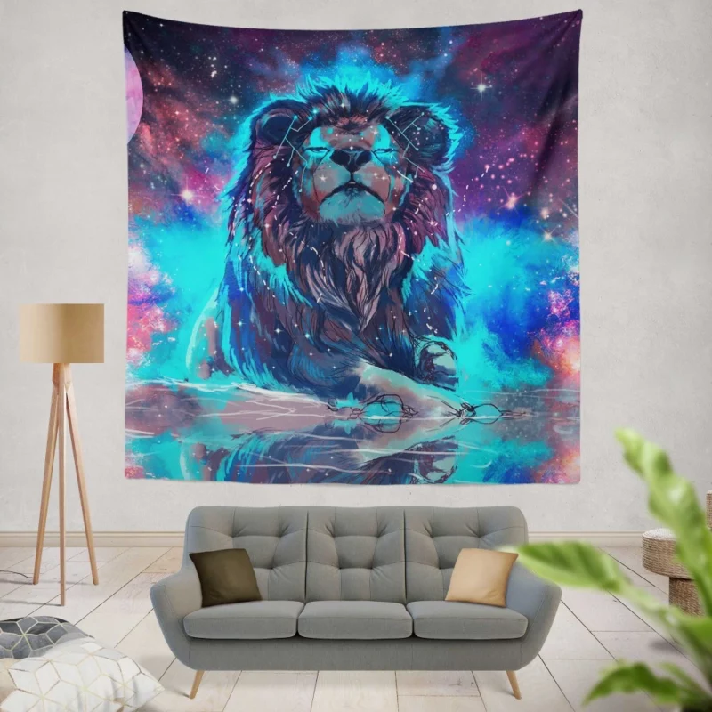 Lion in Regal Pose Wall Hanging Tapestry