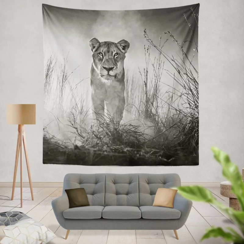 Lioness Graceful Queen of the Savannah Wall Hanging Tapestry