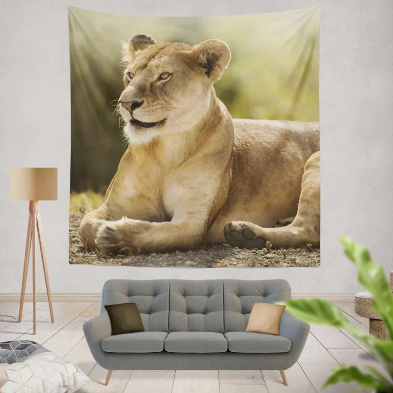 Lioness in the Wild African Essence Wall Hanging Tapestry