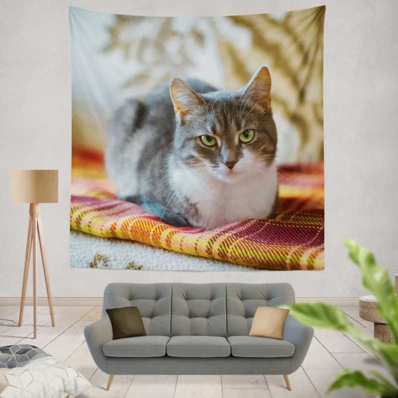 Lizka Playful Whiskers Feline Charm Wall Hanging Tapestry