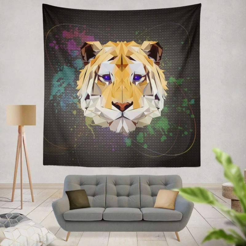 Low Poly Tiger Abstract Elegance Wall Hanging Tapestry