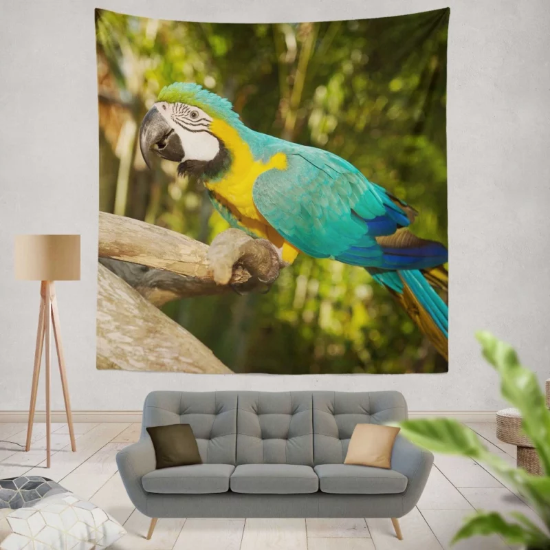 Macaw Tropical Soiree Aerial Fiesta Wall Hanging Tapestry