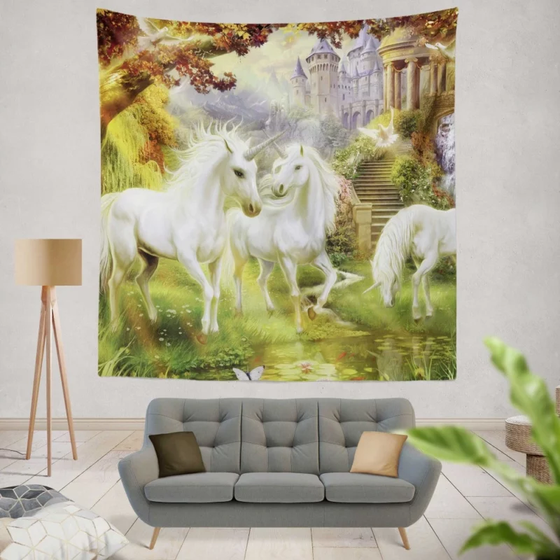 Magical Unicorn Forest Fantasy Wonderland Wall Hanging Tapestry