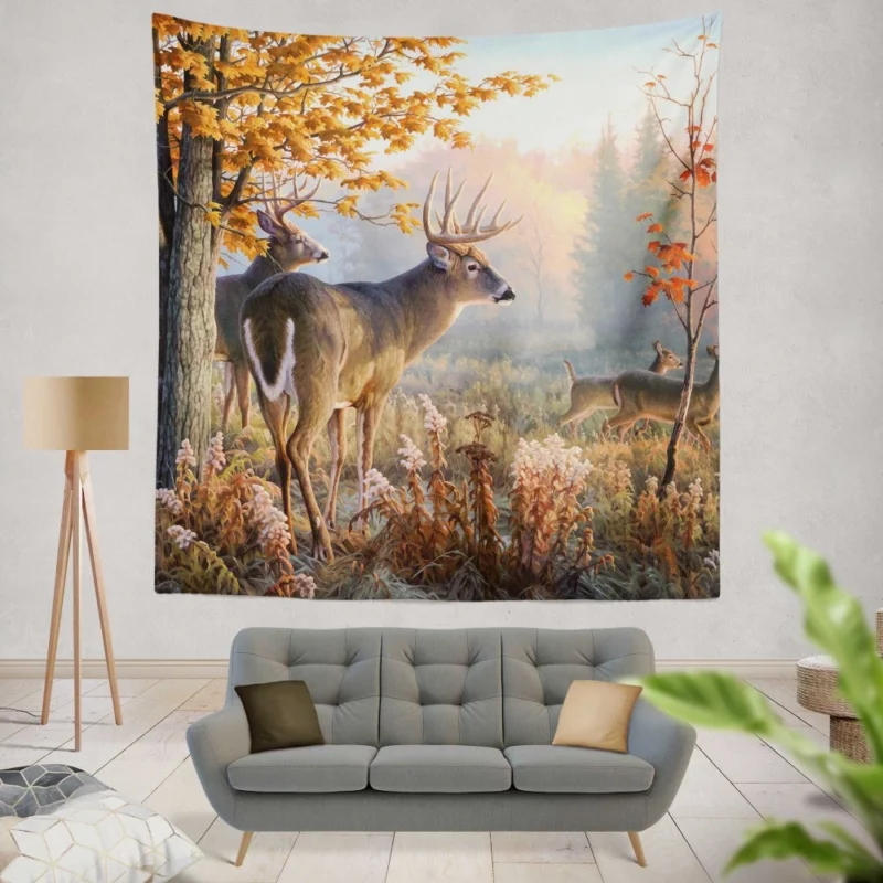 Majestic Buck Graceful Wilderness Beauty Wall Hanging Tapestry